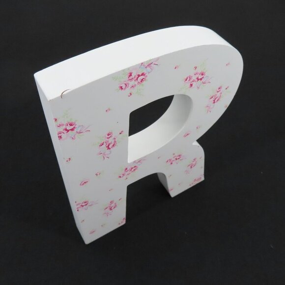 Simply Shabby Chic R Letter Initial Pink Rose Flower Print Wall Hanging Decor - Picture 4 of 8